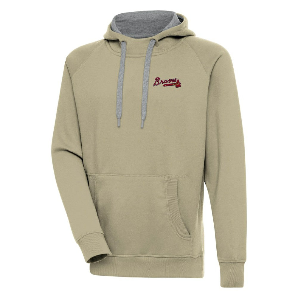 Atlanta Braves Antigua Victory Pullover Hoodie - Khaki Hoodies