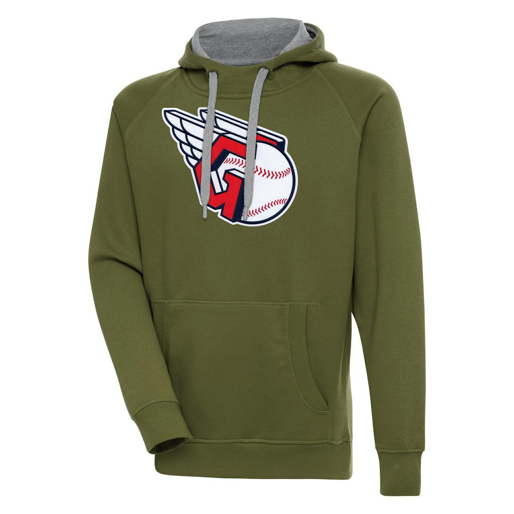 Cleveland Guardians Antigua Victory Pullover Hoodie - Olive Hoodies