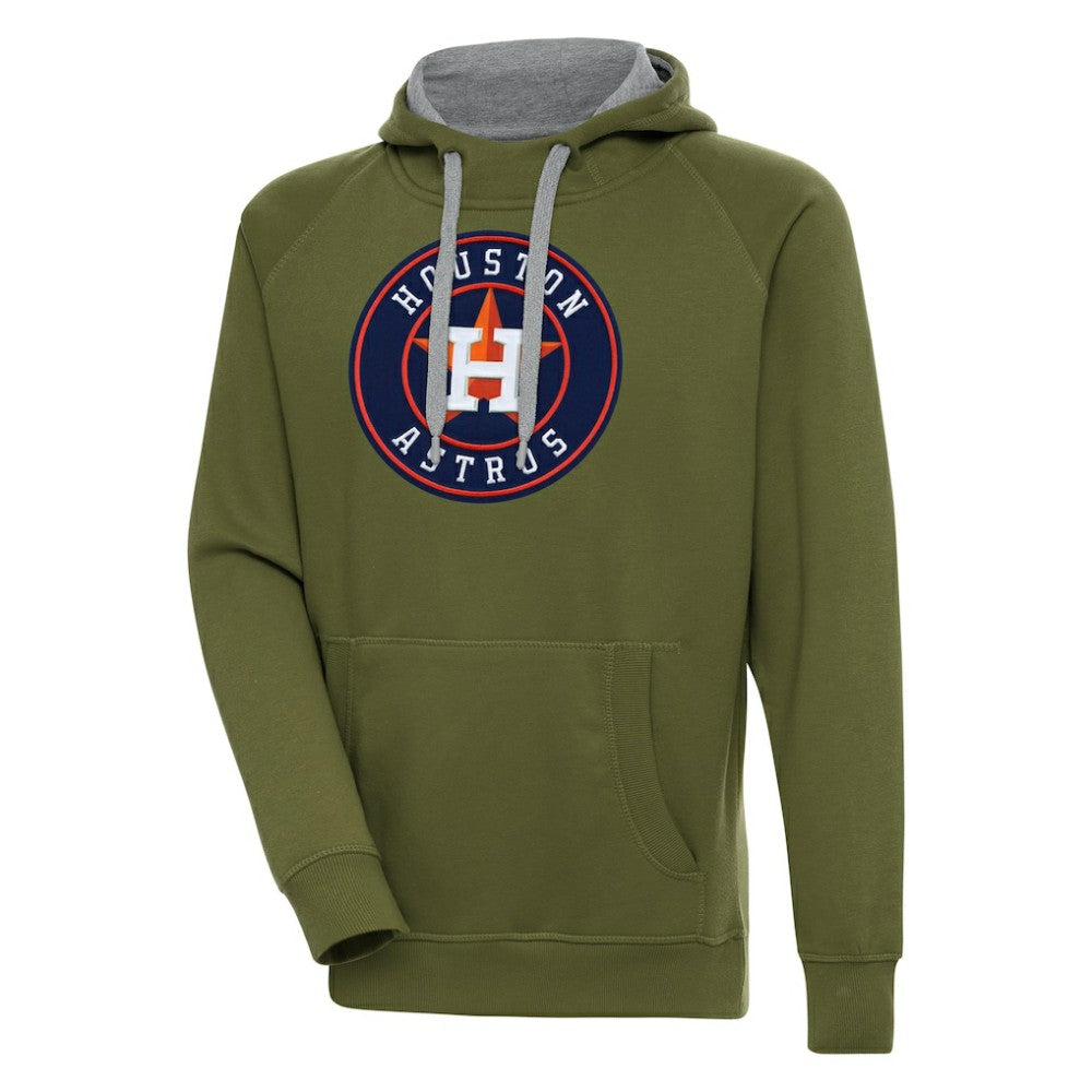 Houston Astros Antigua Victory Pullover Hoodie - Olive Hoodies