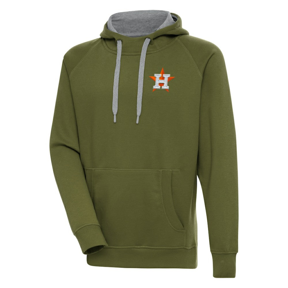 Houston Astros Antigua Victory Pullover Hoodie - Olive Hoodies
