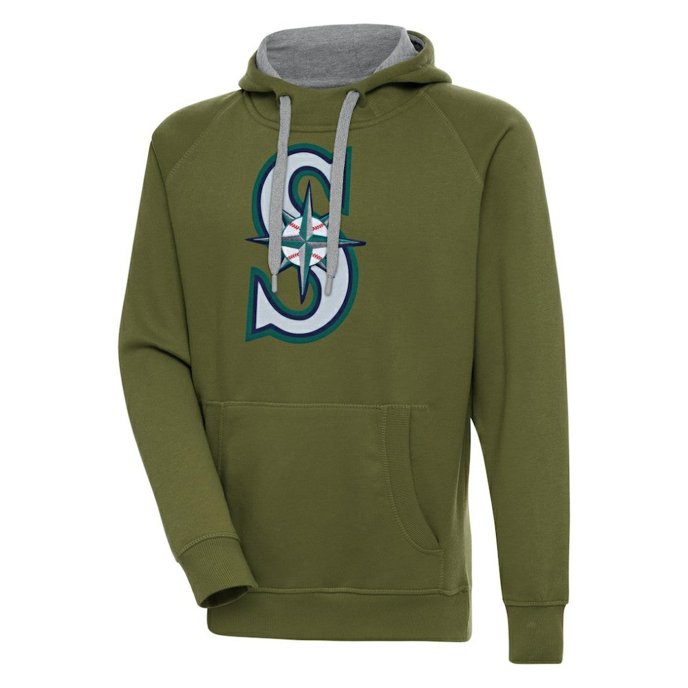 Seattle Mariners Antigua Victory Pullover Hoodie - Olive Hoodies