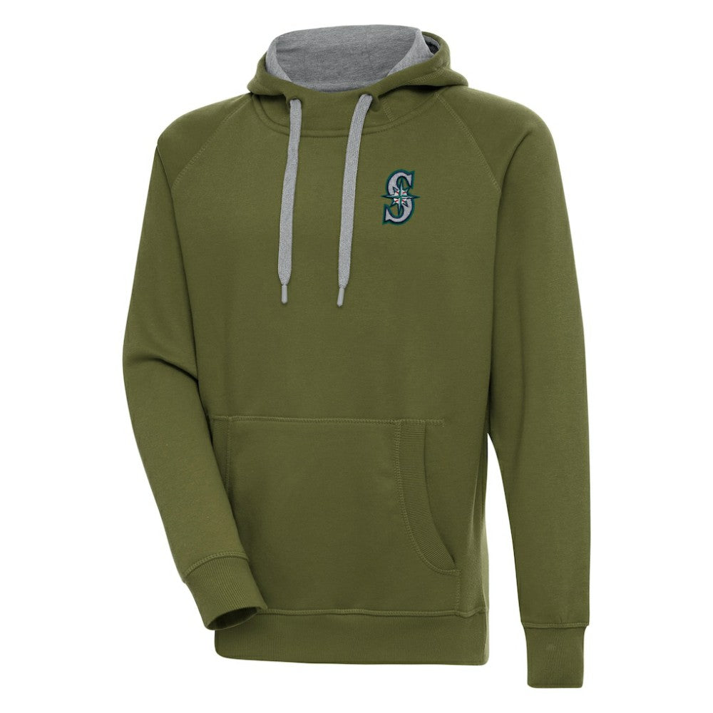Seattle Mariners Antigua Victory Pullover Hoodie - Olive Hoodies
