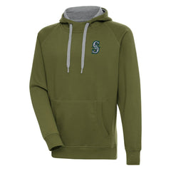 Seattle Mariners Antigua Victory Pullover Hoodie - Olive Hoodies