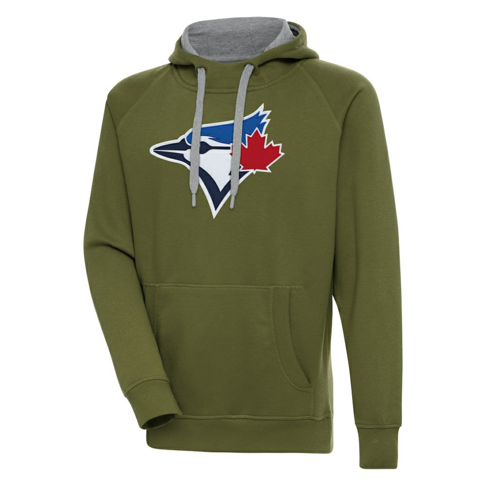 Toronto Blue Jays Antigua Victory Pullover Hoodie - Olive Hoodies