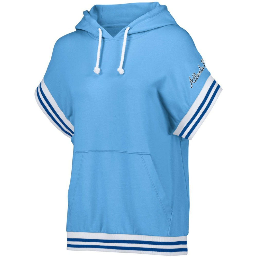 Atlanta Braves Lusso Women's Mabel Tri-Blend Short Sleeve Pullover Hoodie - Light Blue Hoodies
