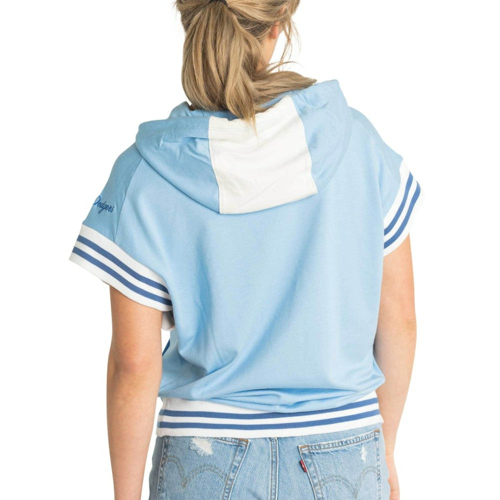 Los Angeles Dodgers Lusso Women's Mabel Tri-Blend Short Sleeve Pullover Hoodie - Light Blue Hoodies