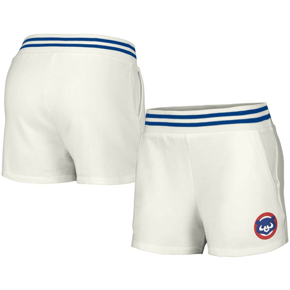 Chicago Cubs Lusso Women's Maeg Tri-Blend Pocket Shorts - White Shorts