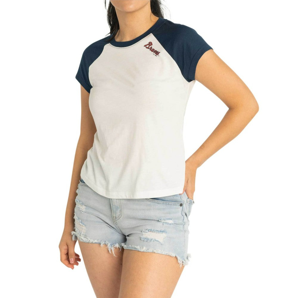 Atlanta Braves Lusso Women's Nikki Raglan T-Shirt - White T-shirts