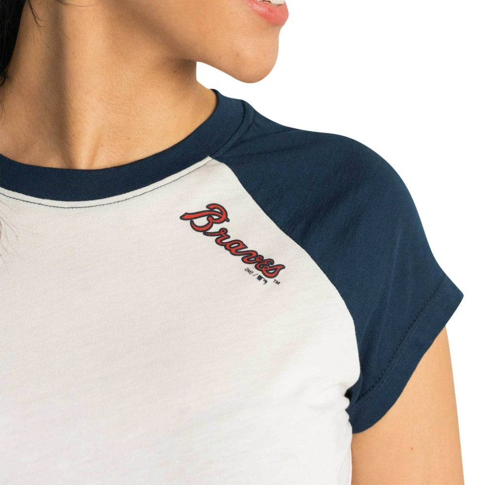Atlanta Braves Lusso Women's Nikki Raglan T-Shirt - White T-shirts