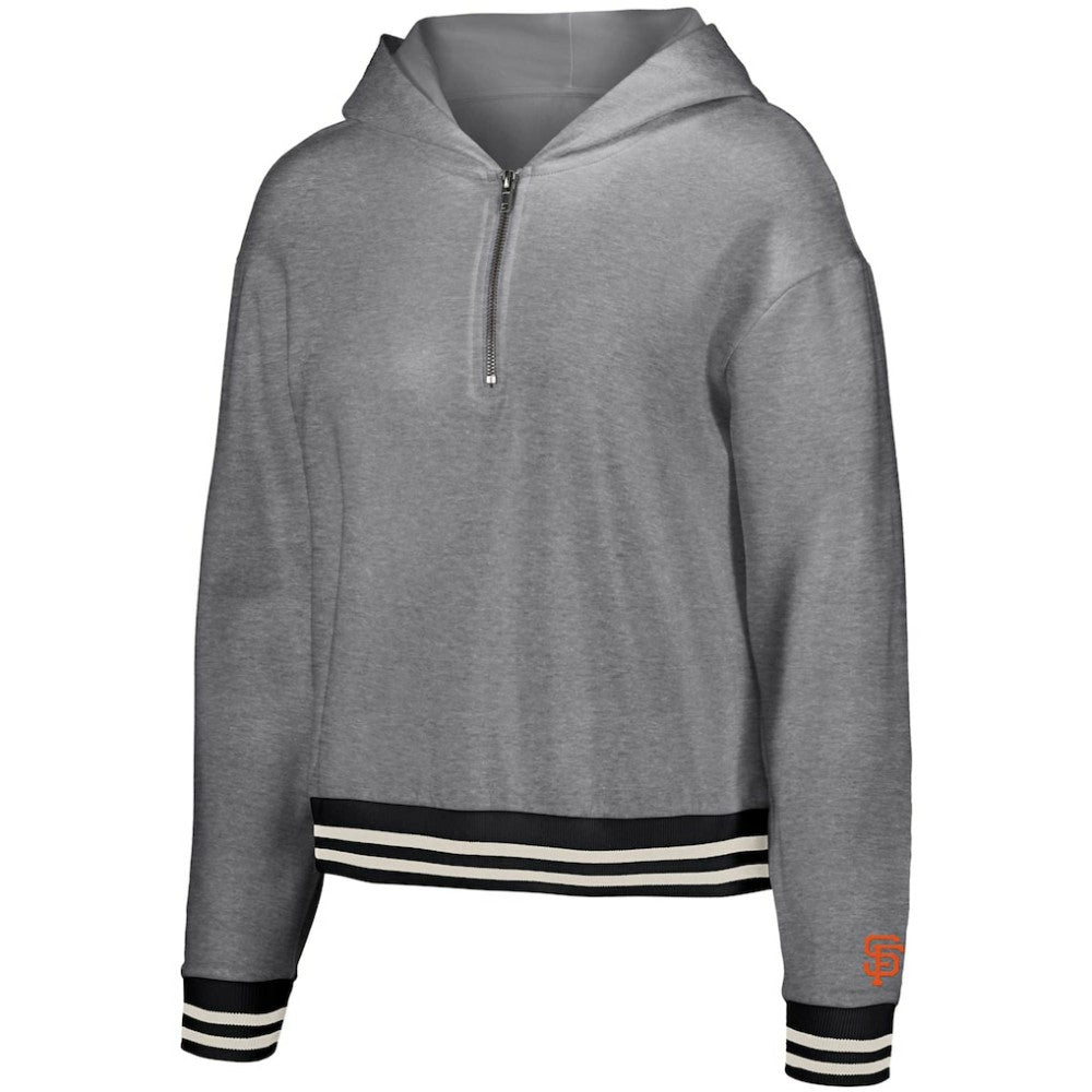San Francisco Giants Lusso Women's Magnolia Tri-Blend Quarter-Zip Hoodie - Gray Hoodies