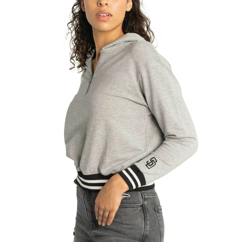 San Diego Padres Lusso Women's Magnolia Tri-Blend Quarter-Zip Hoodie - Gray Hoodies