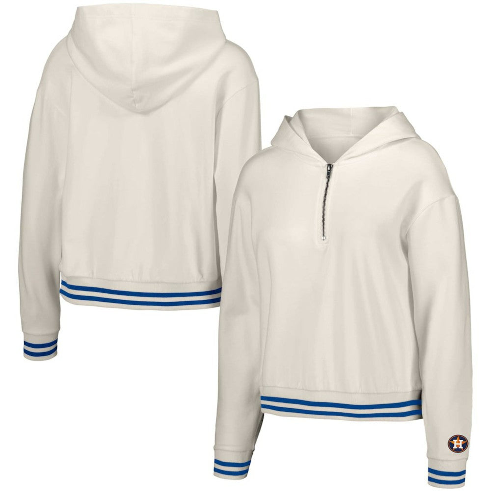 Houston Astros Lusso Women's Magnolia Tri-Blend Quarter-Zip Hoodie - White Hoodies