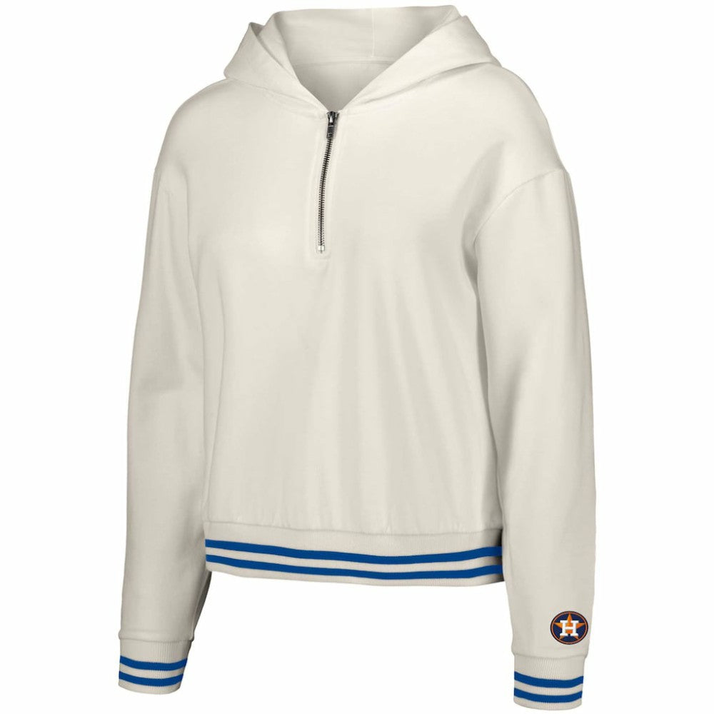 Houston Astros Lusso Women's Magnolia Tri-Blend Quarter-Zip Hoodie - White Hoodies