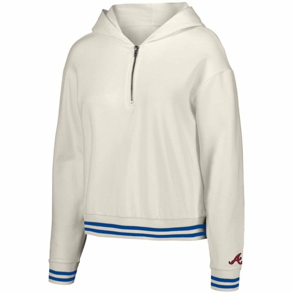 Atlanta Braves Lusso Women's Magnolia Tri-Blend Quarter-Zip Hoodie - White Hoodies