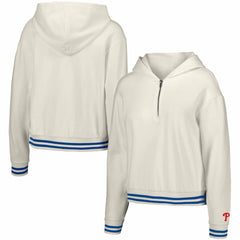 Philadelphia Phillies Lusso Women's Magnolia Tri-Blend Quarter-Zip Hoodie - White Hoodies