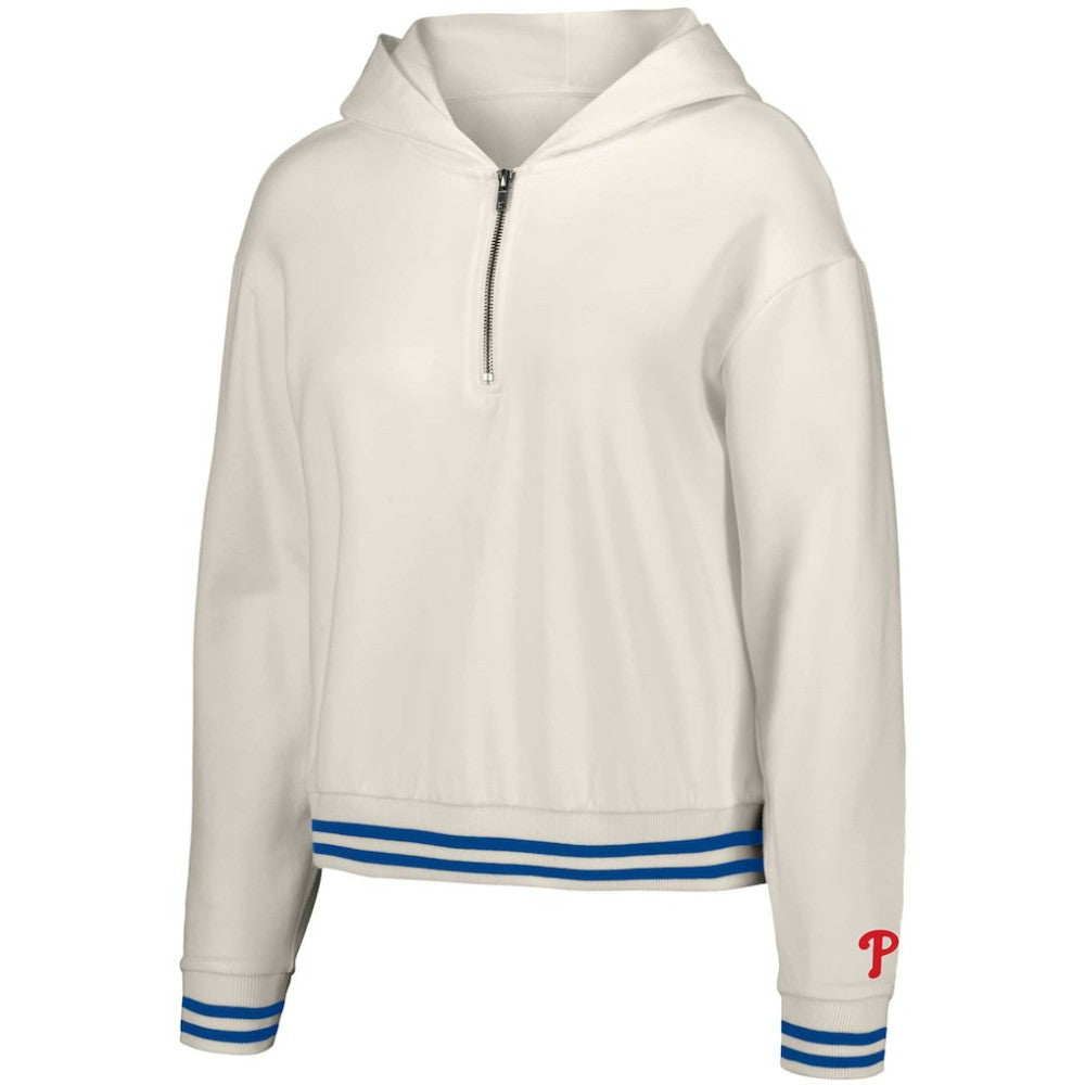 Philadelphia Phillies Lusso Women's Magnolia Tri-Blend Quarter-Zip Hoodie - White Hoodies