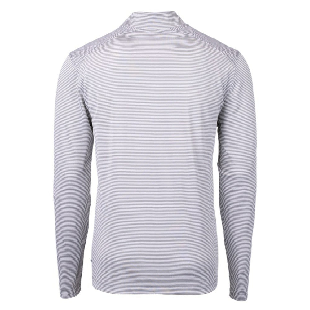 Boston Red Sox Cutter & Buck Virtue Eco Pique Micro Stripe Recycled Quarter-Zip Pullover Top - Gray/White Pullover
