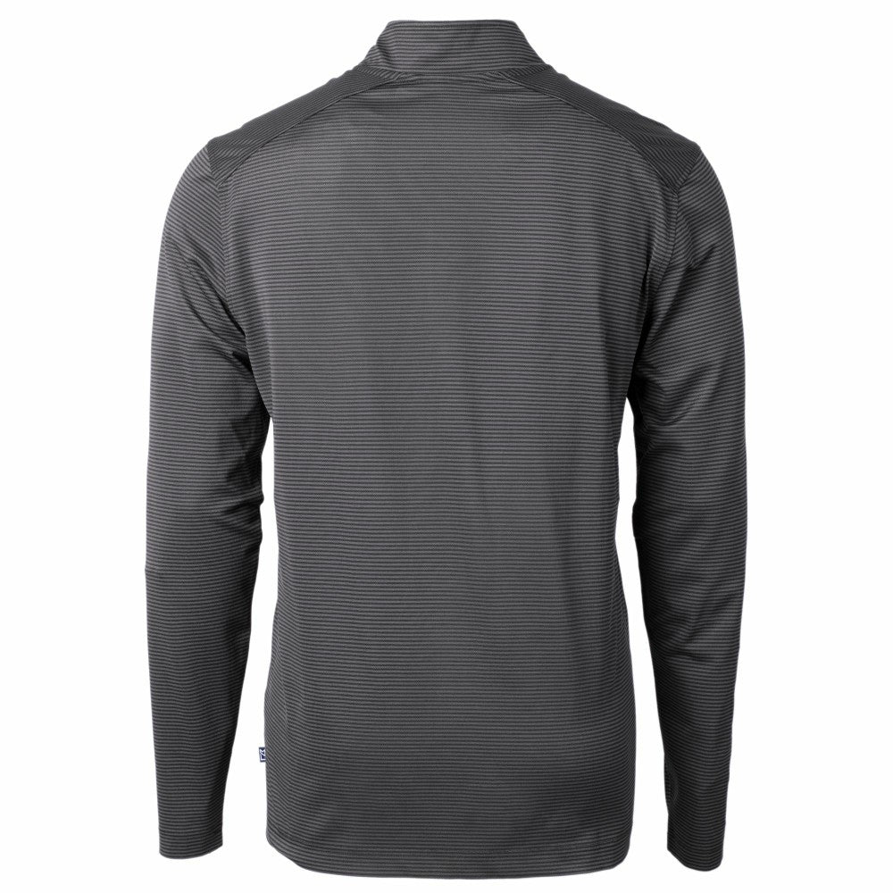 Cincinnati Reds Cutter & Buck Virtue Eco Pique Micro Stripe Recycled Quarter-Zip Pullover Top - Black/Gray Pullover
