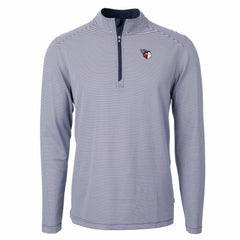 Cleveland Guardians Cutter & Buck Virtue Eco Pique Micro Stripe Recycled Quarter-Zip Pullover Top - Navy/White Pullover
