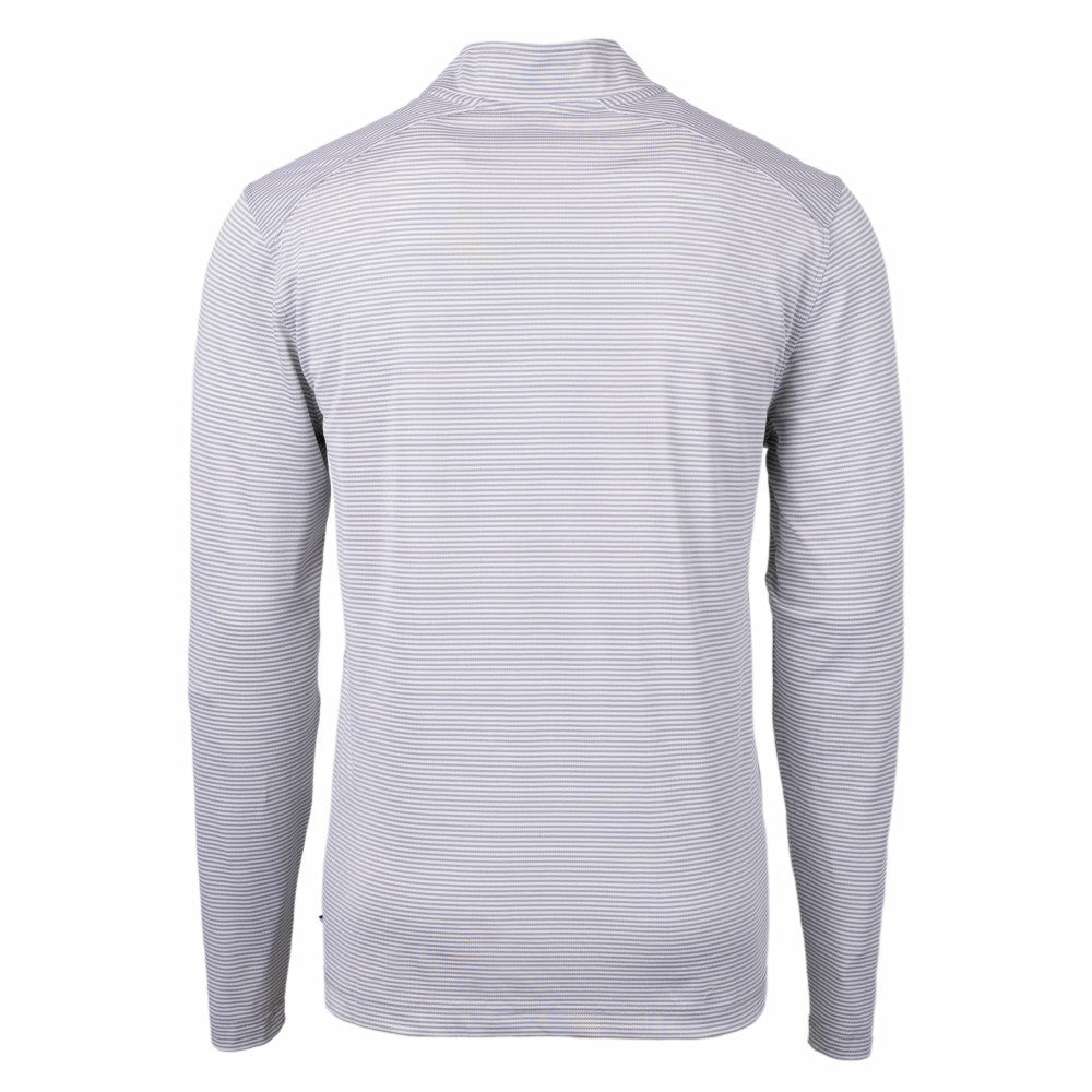 Kansas City Royals Cutter & Buck Virtue Eco Pique Micro Stripe Recycled Quarter-Zip Pullover Top - Gray/White Pullover