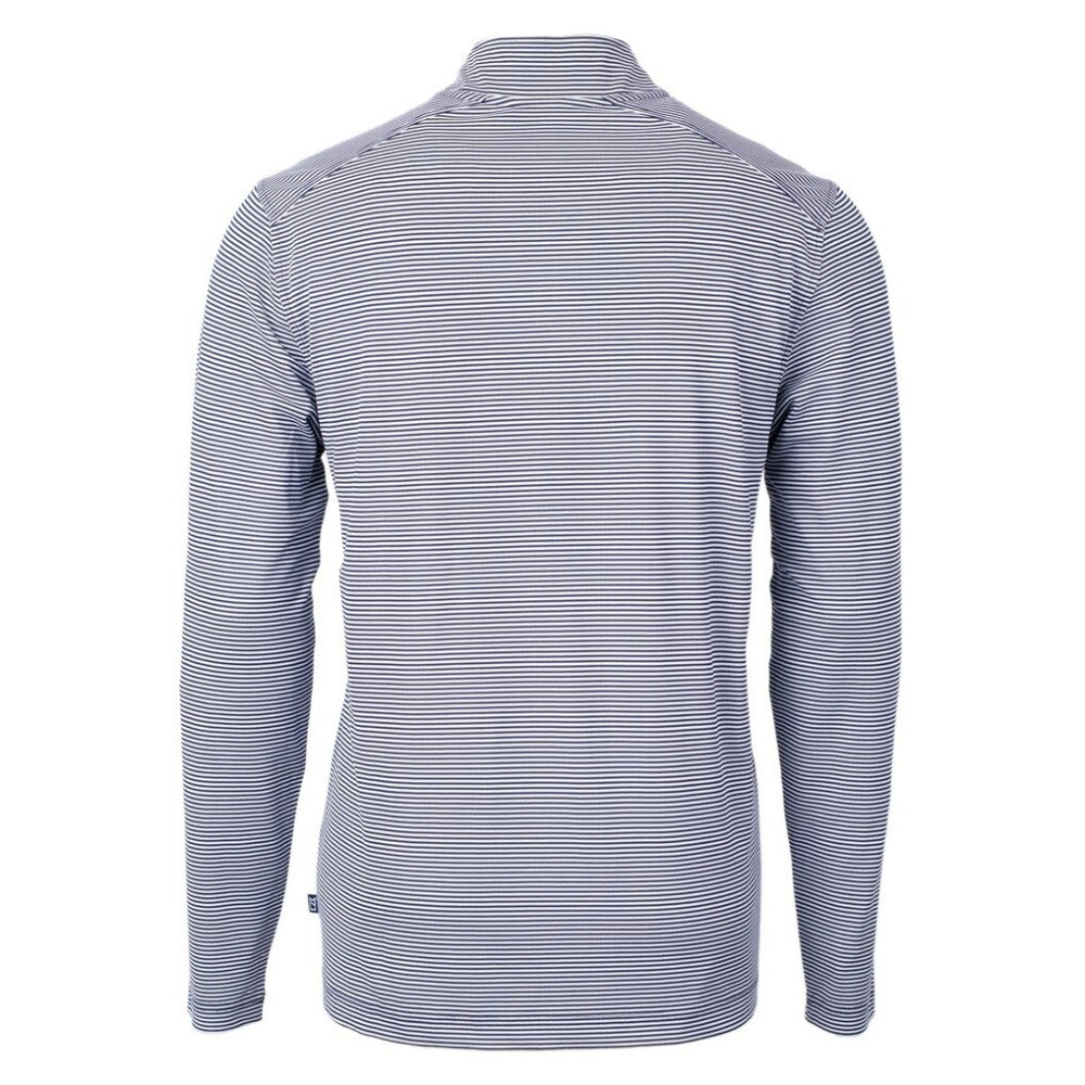 Minnesota Twins Cutter & Buck Virtue Eco Pique Micro Stripe Recycled Quarter-Zip Pullover Top - Navy/White Pullover