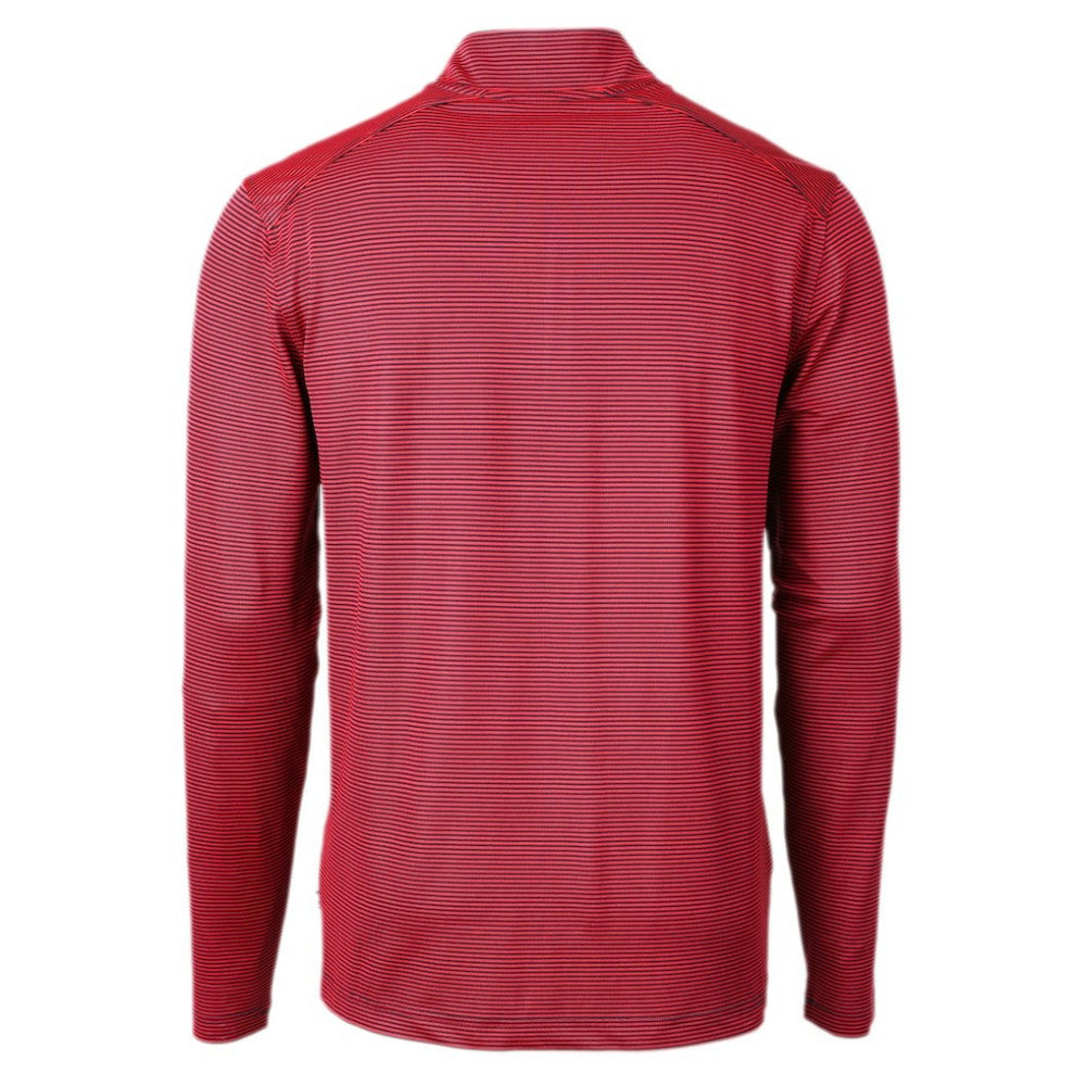 Texas Rangers Cutter & Buck Virtue Eco Pique Micro Stripe Recycled Quarter-Zip Pullover Top - Red/Navy Pullover