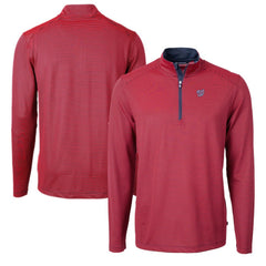 Washington Nationals Cutter & Buck Virtue Eco Pique Micro Stripe Recycled Quarter-Zip Pullover Top - Red/Navy Pullover