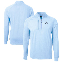 Atlanta Braves Cutter & Buck Adapt Eco Knit Stretch Recycled Quarter-Zip Pullover Top - Heather Light Blue Pullover