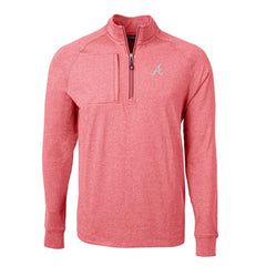 Atlanta Braves Cutter & Buck Adapt Eco Knit Stretch Recycled Quarter-Zip Pullover Top - Heather Red Pullover