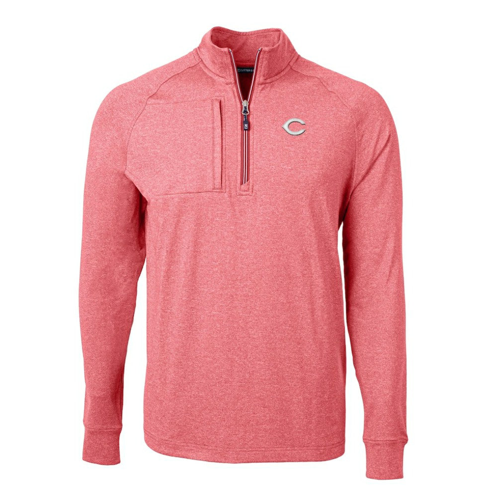 Cincinnati Reds Cutter & Buck Adapt Eco Knit Stretch Recycled Quarter-Zip Pullover Top - Heather Red Pullover