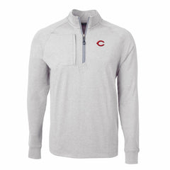 Cincinnati Reds Cutter & Buck Adapt Eco Knit Stretch Recycled Quarter-Zip Pullover Top - Heather Gray Pullover