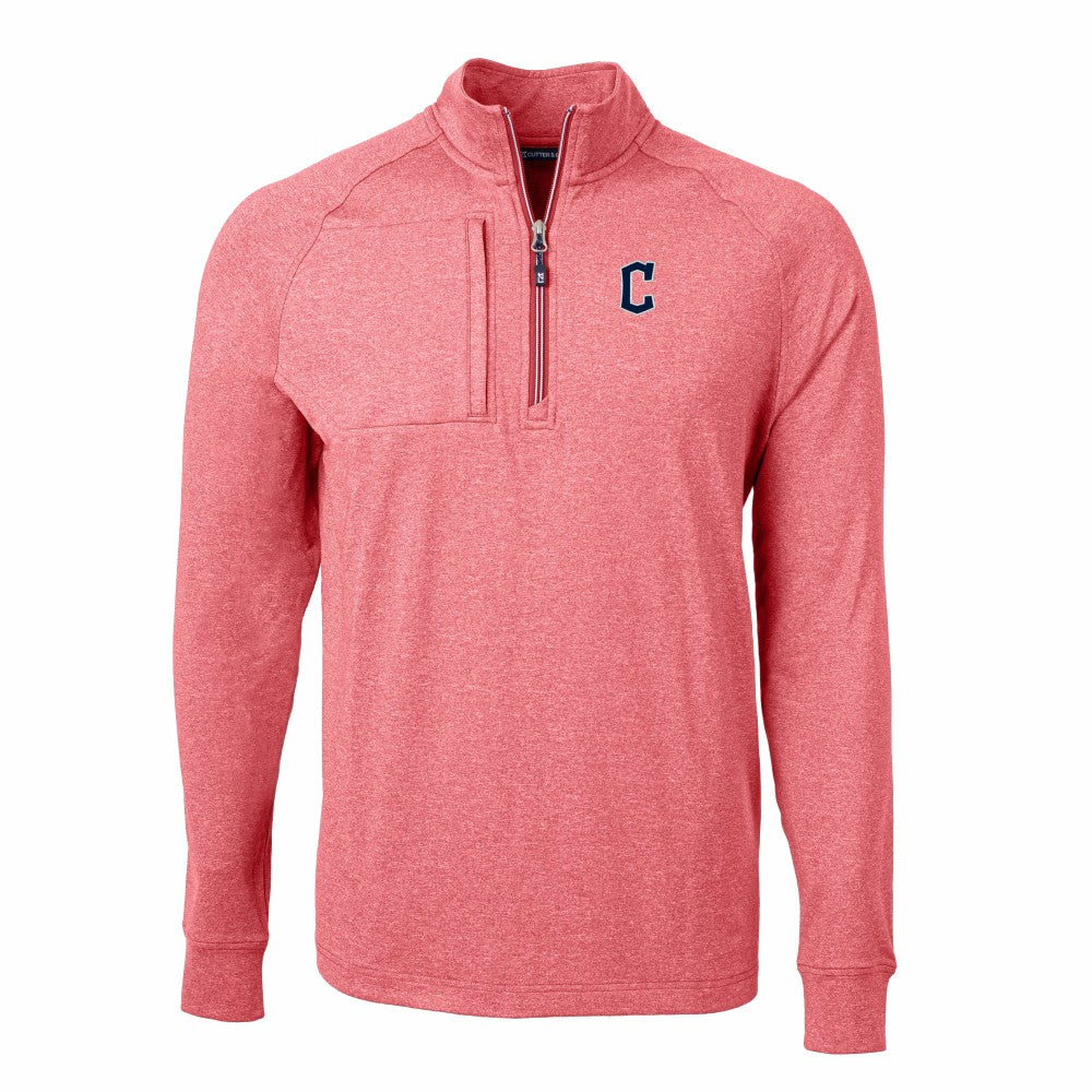 Cleveland Guardians Cutter & Buck Adapt Eco Knit Stretch Recycled Quarter-Zip Pullover Top - Heather Red Pullover