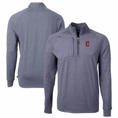 Cleveland Guardians Cutter & Buck Adapt Eco Knit Stretch Recycled Quarter-Zip Pullover Top - Heather Navy Pullover