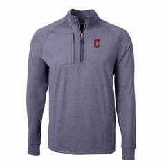 Cleveland Guardians Cutter & Buck Adapt Eco Knit Stretch Recycled Quarter-Zip Pullover Top - Heather Navy Pullover