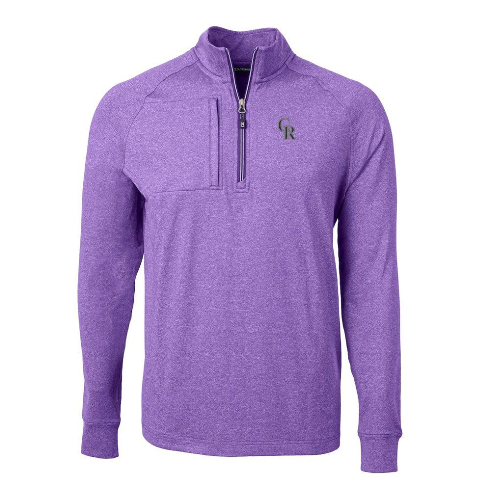 Colorado Rockies Cutter & Buck Adapt Eco Knit Stretch Recycled Quarter-Zip Pullover Top - Heather Purple Pullover