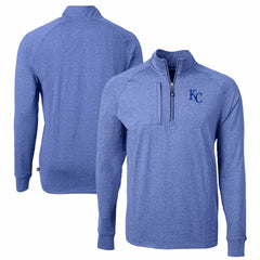 Kansas City Royals Cutter & Buck Adapt Eco Knit Stretch Recycled Quarter-Zip Pullover Top - Heather Royal Pullover