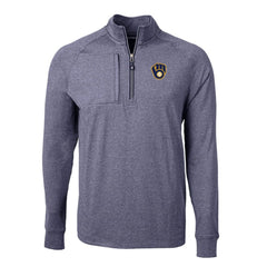 Milwaukee Brewers Cutter & Buck Adapt Eco Knit Stretch Recycled Quarter-Zip Pullover Top - Heather Navy Pullover