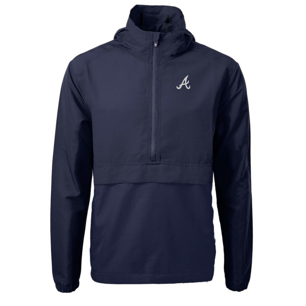 Atlanta Braves Cutter & Buck Charter Eco Recycled Half-Zip Anorak Jacket - Navy Jackets