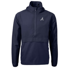 Atlanta Braves Cutter & Buck Charter Eco Recycled Half-Zip Anorak Jacket - Navy Jackets