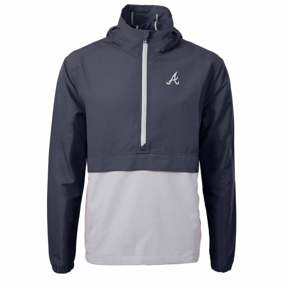 Atlanta Braves Cutter & Buck Charter Eco Recycled Half-Zip Anorak Jacket - Navy/Gray Jackets