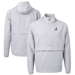 Atlanta Braves Cutter & Buck Charter Eco Recycled Half-Zip Anorak Jacket - Gray Jackets