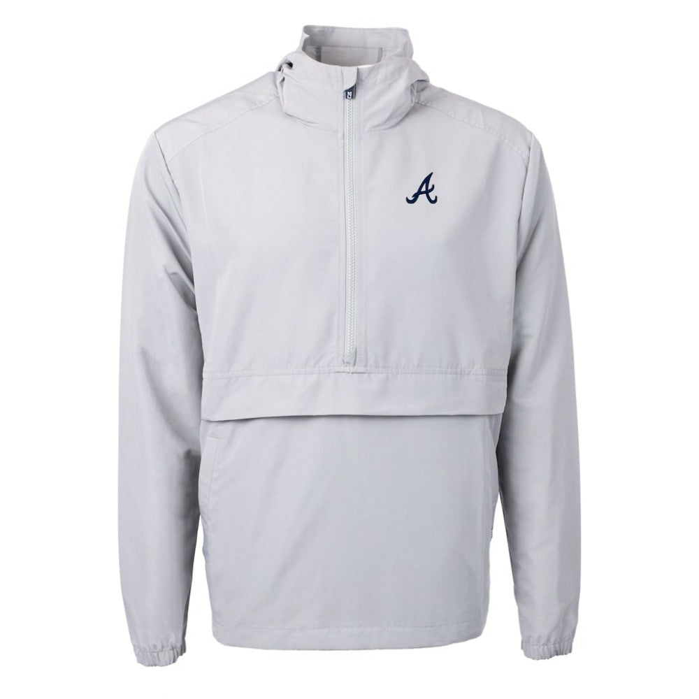 Atlanta Braves Cutter & Buck Charter Eco Recycled Half-Zip Anorak Jacket - Gray Jackets