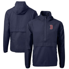 Boston Red Sox Cutter & Buck Charter Eco Recycled Half-Zip Anorak Jacket - Navy Jackets