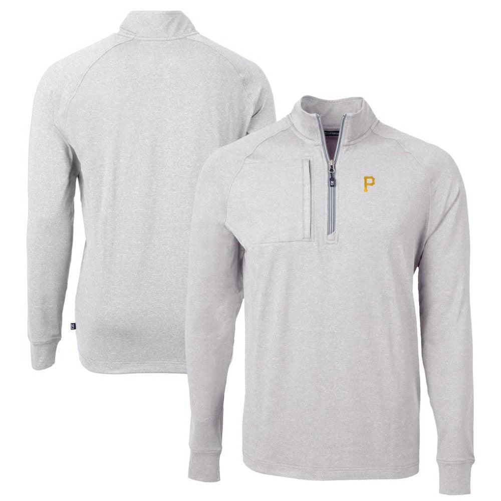 Pittsburgh Pirates Cutter & Buck Adapt Eco Knit Stretch Recycled Quarter-Zip Pullover Top - Heather Gray Pullover