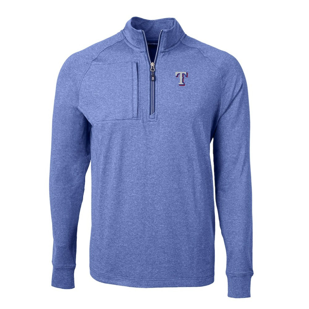 Texas Rangers Cutter & Buck Adapt Eco Knit Stretch Recycled Quarter-Zip Pullover Top - Heather Royal Pullover