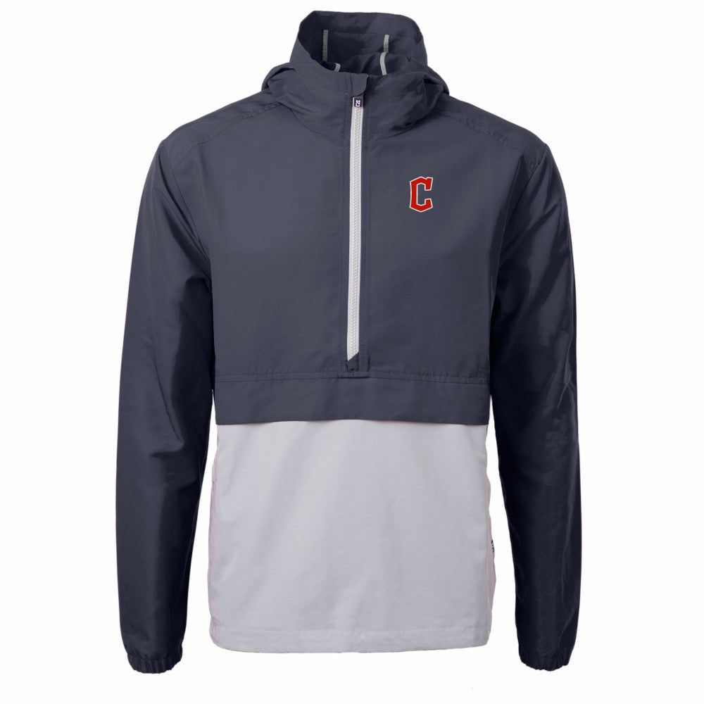 Cleveland Guardians Cutter & Buck Charter Eco Recycled Half-Zip Anorak Jacket - Navy/Gray Jackets