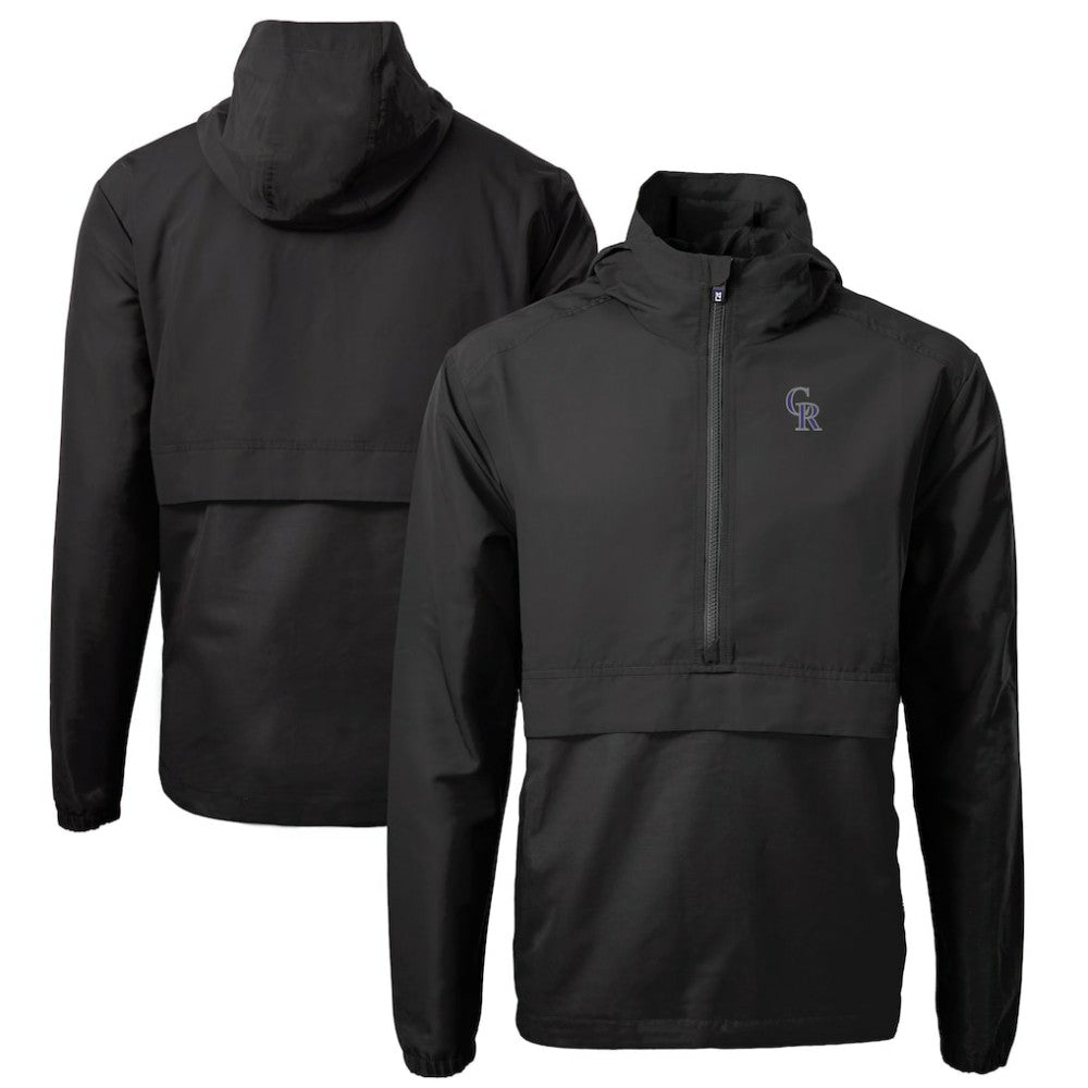Colorado Rockies Cutter & Buck Charter Eco Recycled Half-Zip Anorak Jacket - Black Jackets