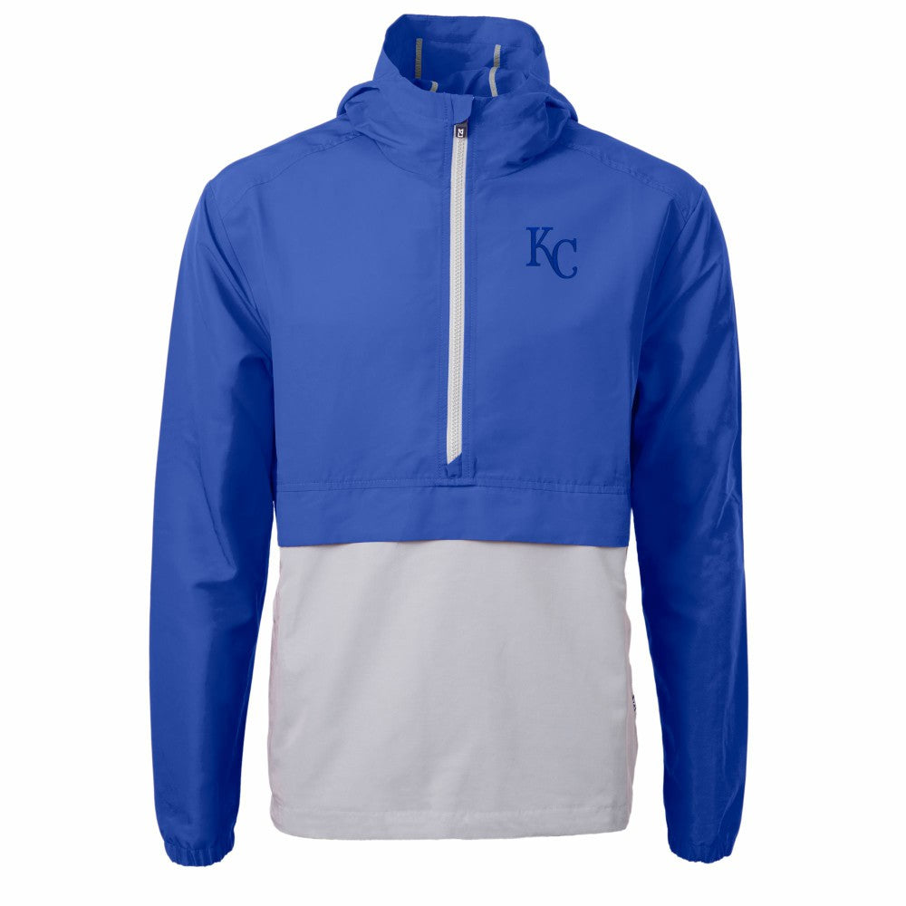 Kansas City Royals Cutter & Buck Charter Eco Recycled Half-Zip Anorak Jacket - Royal/Gray Jackets