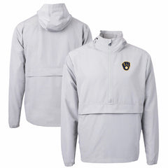 Milwaukee Brewers Cutter & Buck Charter Eco Recycled Half-Zip Anorak Jacket - Gray Jackets