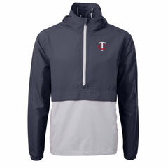 Minnesota Twins Cutter & Buck Charter Eco Recycled Half-Zip Anorak Jacket - Navy/Gray Jackets